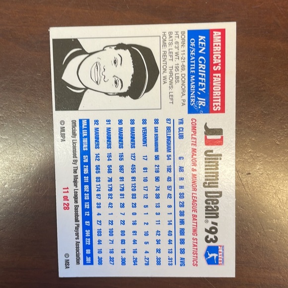 1993 Jimmy Dean, Ken Griffey Jr - Picture 2 of 2